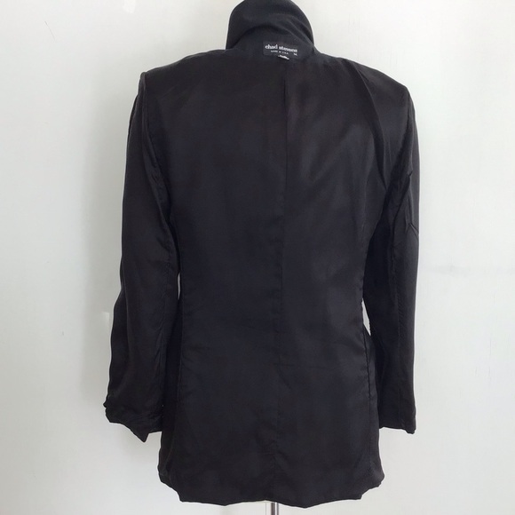 VIntage 90’s Y2K Chad Steven’s black wool blend 1 button lined power blazer sz 6 - Picture 8 of 11